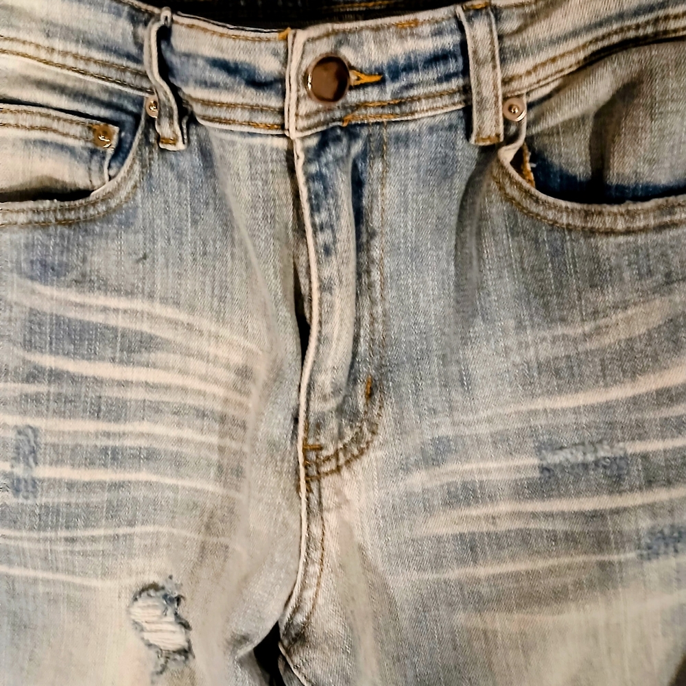 NOVAMEN Men's Western Distressed & Ripped Light Wash Jeans SIZE 32
